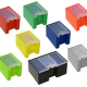 Kit boxes in a variety of different colours